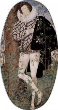 ХИЛЛИАРД, Николас. Юноша среди розовых кустов. Овал. 1588 г. 