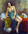 ЧАЛЛЫ, Ибрахим. Дама в зеленом платье. 1933 г. 