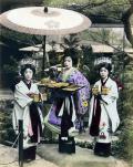 ФАРСАРИ, Адольфо. Oiran and two kamuro. Киото. Япония. 1880-е гг. 