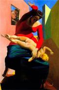 Эрнст, Макс. Дева Мария наказывает младенца Христа перед тремя свидетелями. 1926 г. 