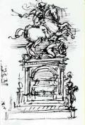 ЛЕОНАРДО ДА ВИНЧИ. Проект памятника маршалу Тривульцию. Около 1508-1512 гг., перо. 