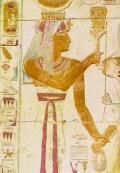 Исида с музыкальным инструментом систром. XII в. до н. э., рельеф.  Египет. 