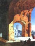БРЮЛЛОВ, А.П. Рим. Вид на термы Диоклетиана. Акварель. 1823 г. 