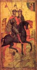Икона "Борис и Глеб". Конец XIII - начало XIV вв. 