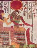 Бог Ра и Аментит, богиня Запада. Фрагмент. Карнак. Гробница царицы Нефертари.  Египет. 