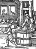 Производство бумаги. Гравюра. 1568 г. 
